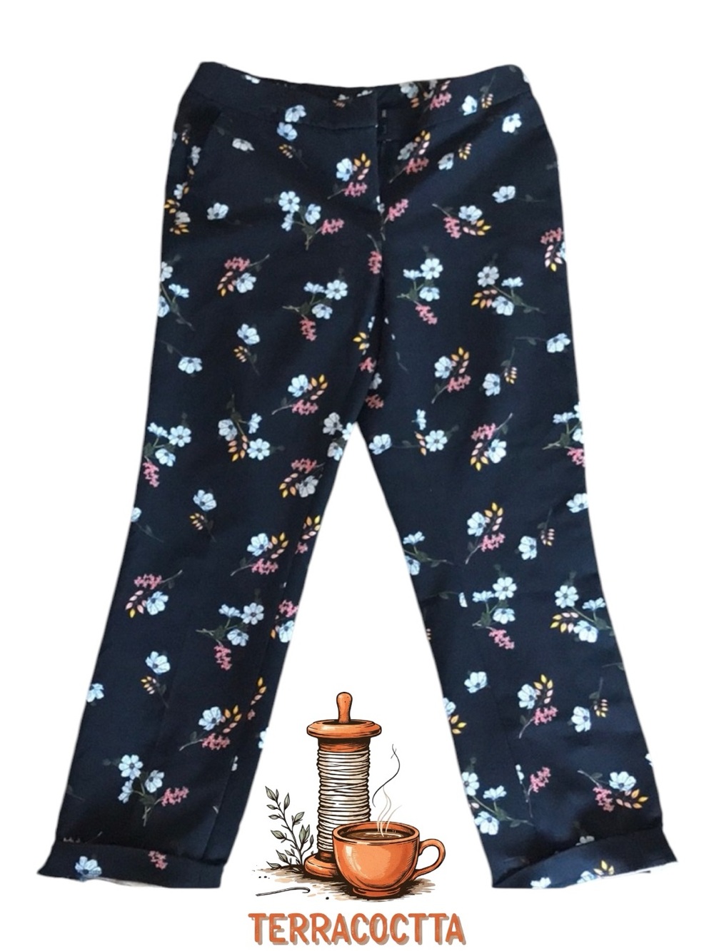 NAVY BLUE FLORAL DRESS PANTS 👖 🌸